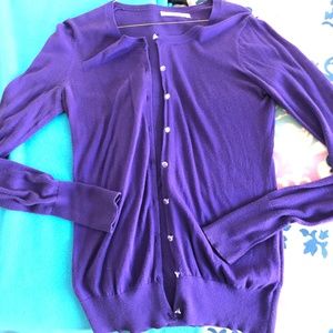 Bright Purple Cardigan Sweater w/ Diamond Buttons